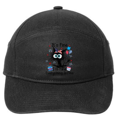 ItS Fine IM Fine Everything Is Fine Black Cat 4th Of July Gift 7-Panel Snapback Hat