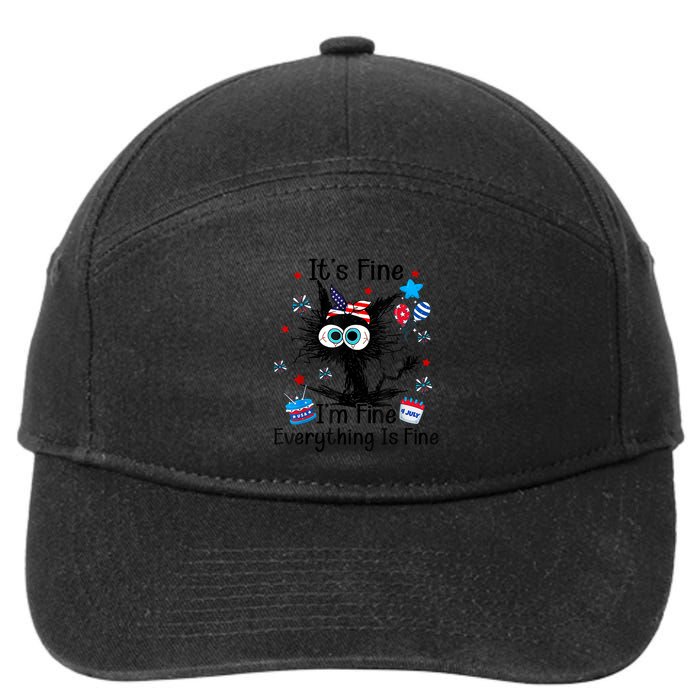 ItS Fine IM Fine Everything Is Fine Black Cat 4th Of July Gift 7-Panel Snapback Hat