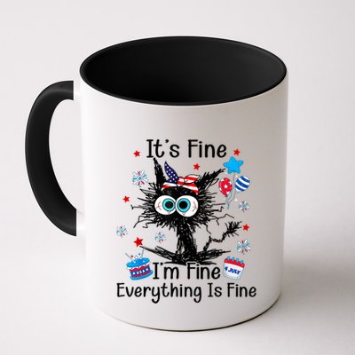 ItS Fine IM Fine Everything Is Fine Black Cat 4th Of July Gift Mug