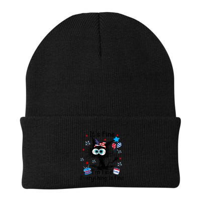 ItS Fine IM Fine Everything Is Fine Black Cat 4th Of July Gift Beanie