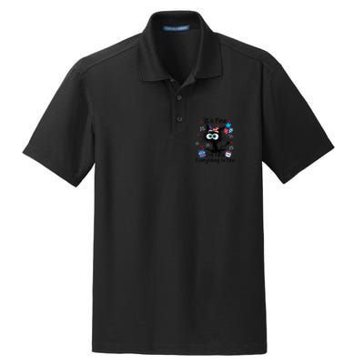 ItS Fine IM Fine Everything Is Fine Black Cat 4th Of July Gift Dry Zone Grid Polo