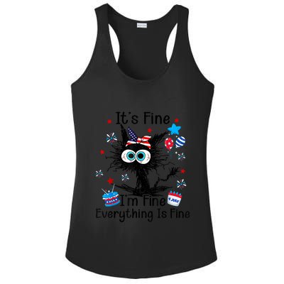 ItS Fine IM Fine Everything Is Fine Black Cat 4th Of July Gift Ladies PosiCharge Competitor Racerback Tank