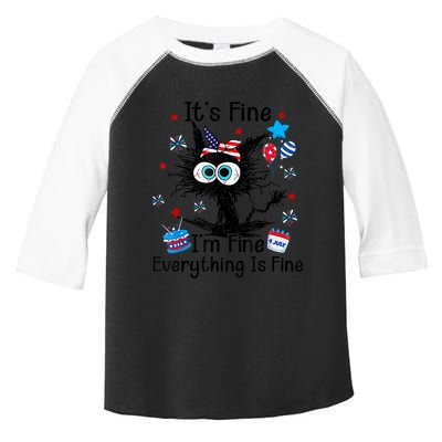 ItS Fine IM Fine Everything Is Fine Black Cat 4th Of July Gift Toddler Fine Jersey T-Shirt