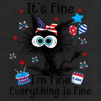 ItS Fine IM Fine Everything Is Fine Black Cat 4th Of July Gift Golf Towel