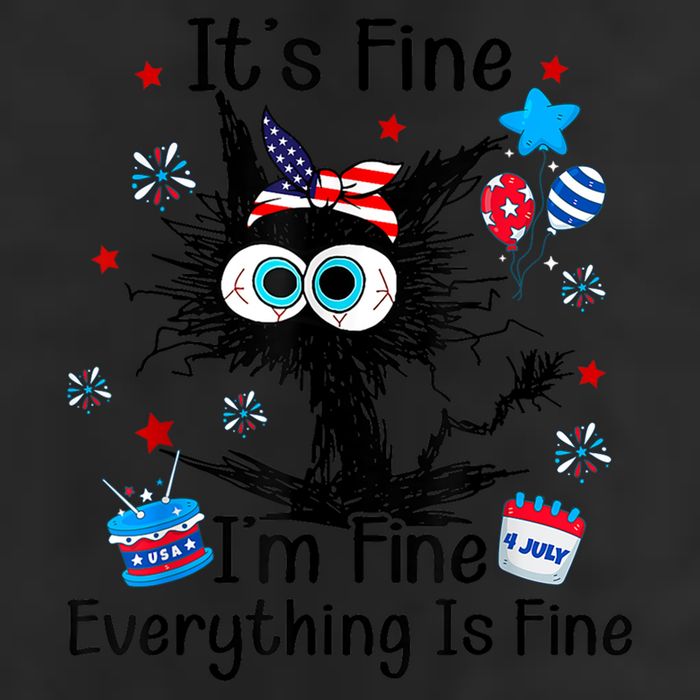 ItS Fine IM Fine Everything Is Fine Black Cat 4th Of July Gift Golf Towel