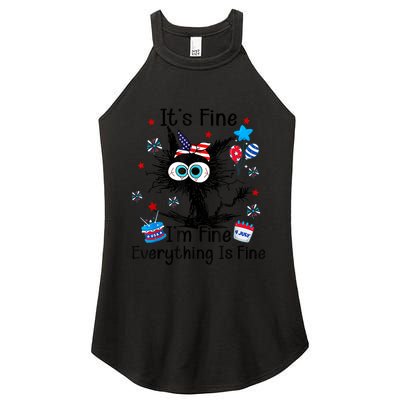ItS Fine IM Fine Everything Is Fine Black Cat 4th Of July Gift Women's Perfect Tri Rocker Tank