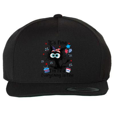 ItS Fine IM Fine Everything Is Fine Black Cat 4th Of July Gift Wool Snapback Cap