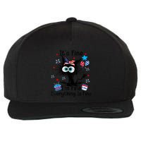 ItS Fine IM Fine Everything Is Fine Black Cat 4th Of July Gift Wool Snapback Cap