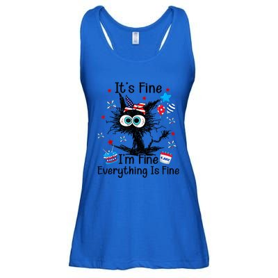 ItS Fine IM Fine Everything Is Fine Black Cat 4th Of July Gift Ladies Essential Flowy Tank