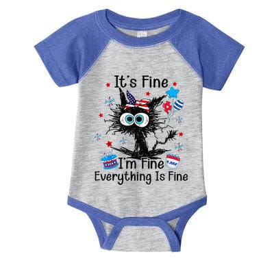 ItS Fine IM Fine Everything Is Fine Black Cat 4th Of July Gift Infant Baby Jersey Bodysuit