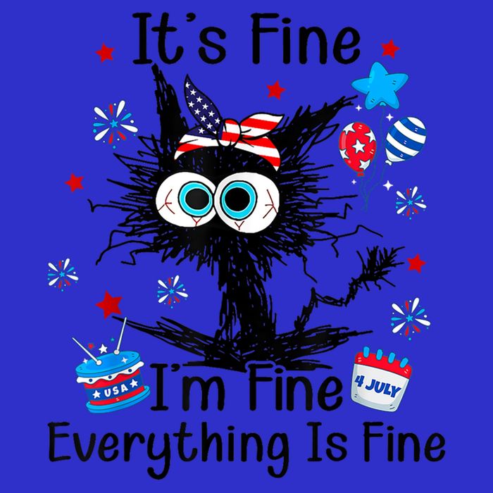 ItS Fine IM Fine Everything Is Fine Black Cat 4th Of July Gift Visor