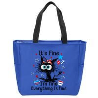 ItS Fine IM Fine Everything Is Fine Black Cat 4th Of July Gift Zip Tote Bag