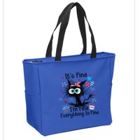 ItS Fine IM Fine Everything Is Fine Black Cat 4th Of July Gift Zip Tote Bag