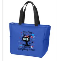 ItS Fine IM Fine Everything Is Fine Black Cat 4th Of July Gift Zip Tote Bag