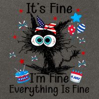 ItS Fine IM Fine Everything Is Fine Black Cat 4th Of July Gift Cotton Canvas Backpack