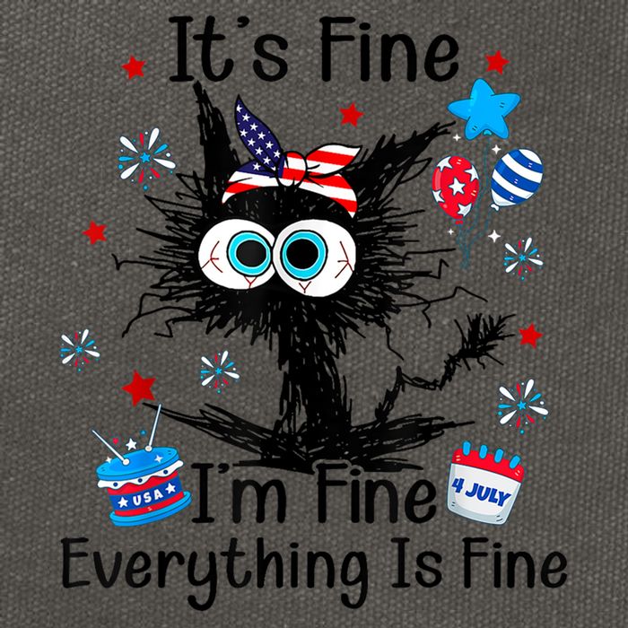 ItS Fine IM Fine Everything Is Fine Black Cat 4th Of July Gift Cotton Canvas Backpack
