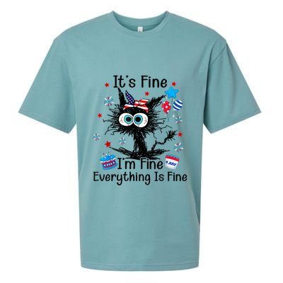 ItS Fine IM Fine Everything Is Fine Black Cat 4th Of July Gift Sueded Cloud Jersey T-Shirt