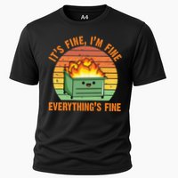 It's Fine I'm Fine Everything's Fine Lil Dumpster Fire Cool Gift Cooling Performance Crew T-Shirt