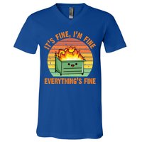 It's Fine I'm Fine Everything's Fine Lil Dumpster Fire Cool Gift V-Neck T-Shirt