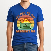 It's Fine I'm Fine Everything's Fine Lil Dumpster Fire Cool Gift V-Neck T-Shirt