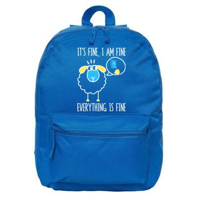 It's Fine I Am Fine Everything Is Fine Funny Sheep Butcher Gift 16 in Basic Backpack