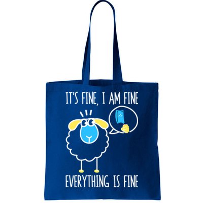 It's Fine I Am Fine Everything Is Fine Funny Sheep Butcher Gift Tote Bag