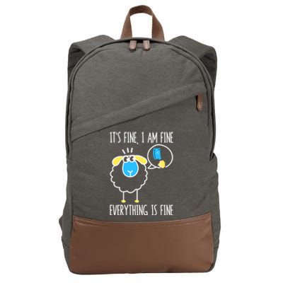 It's Fine I Am Fine Everything Is Fine Funny Sheep Butcher Gift Cotton Canvas Backpack