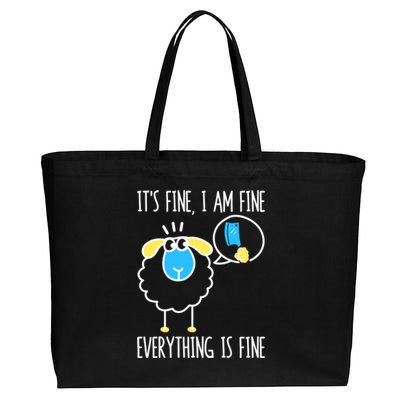 It's Fine I Am Fine Everything Is Fine Funny Sheep Butcher Gift Cotton Canvas Jumbo Tote