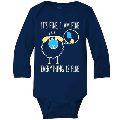 It's Fine I Am Fine Everything Is Fine Funny Sheep Butcher Gift Baby Long Sleeve Bodysuit