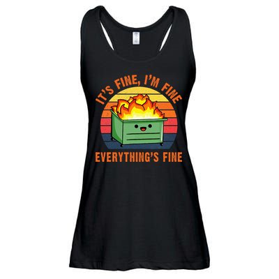 ItS Fine IM FineEverythingS Fine Lil Dumpster Fire Cool Ladies Essential Flowy Tank
