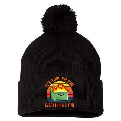 ItS Fine IM FineEverythingS Fine Lil Dumpster Fire Cool Pom Pom 12in Knit Beanie