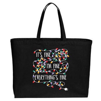 ItS Fine IM Fine Everything Is Fine Christmas Lights Cotton Canvas Jumbo Tote