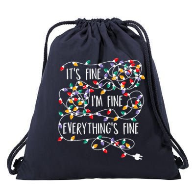 ItS Fine IM Fine Everything Is Fine Christmas Lights Drawstring Bag