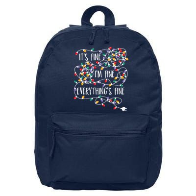 ItS Fine IM Fine Everything Is Fine Christmas Lights 16 in Basic Backpack