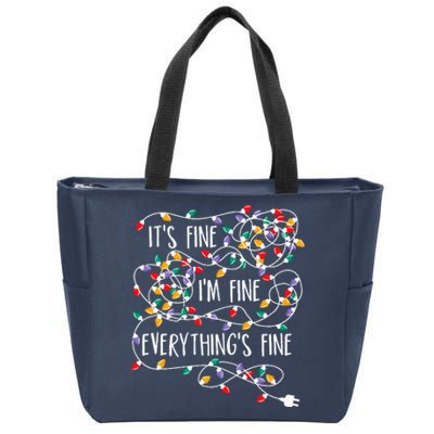 ItS Fine IM Fine Everything Is Fine Christmas Lights Zip Tote Bag