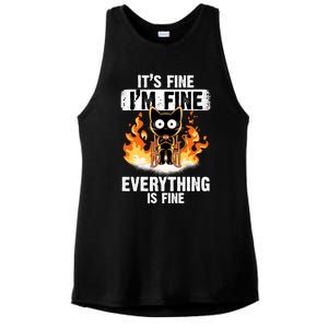 ItS Fine IM Fine Everything Is Fine Black Cat Funny Cat Cool Gift Ladies PosiCharge Tri-Blend Wicking Tank