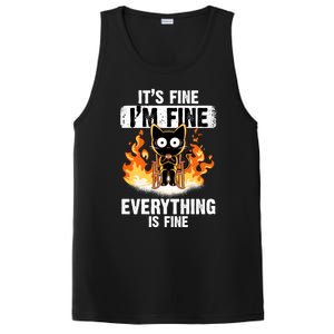 ItS Fine IM Fine Everything Is Fine Black Cat Funny Cat Cool Gift PosiCharge Competitor Tank