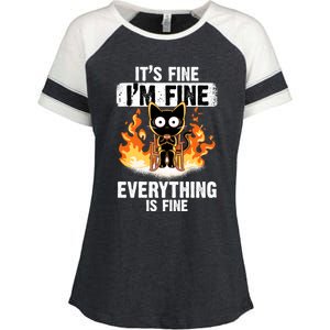 ItS Fine IM Fine Everything Is Fine Black Cat Funny Cat Cool Gift Enza Ladies Jersey Colorblock Tee