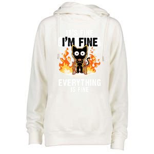 ItS Fine IM Fine Everything Is Fine Black Cat Funny Cat Cool Gift Womens Funnel Neck Pullover Hood