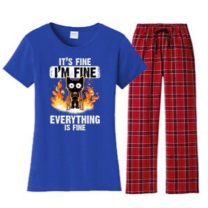 ItS Fine IM Fine Everything Is Fine Black Cat Funny Cat Cool Gift Women's Flannel Pajama Set