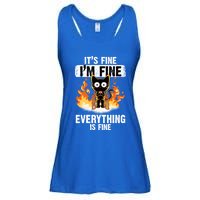 ItS Fine IM Fine Everything Is Fine Black Cat Funny Cat Cool Gift Ladies Essential Flowy Tank