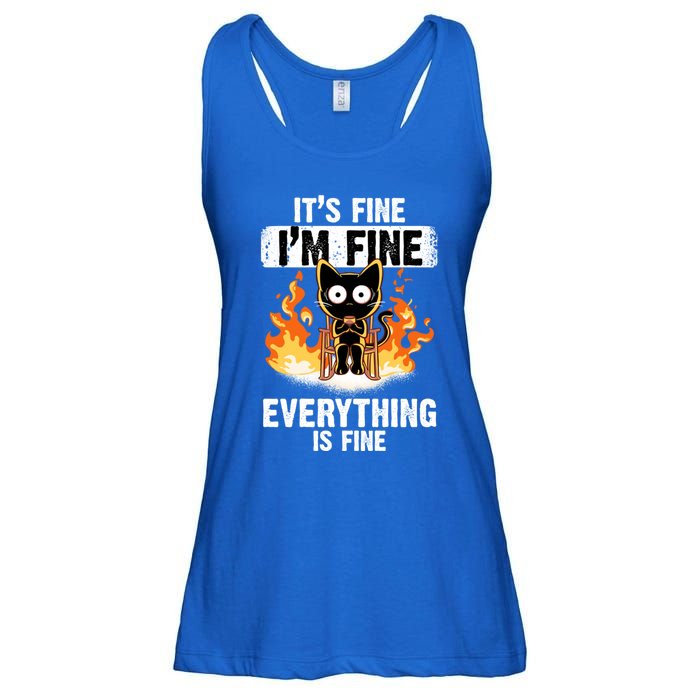 ItS Fine IM Fine Everything Is Fine Black Cat Funny Cat Cool Gift Ladies Essential Flowy Tank