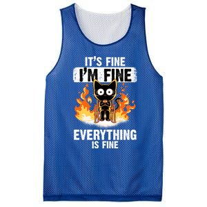 ItS Fine IM Fine Everything Is Fine Black Cat Funny Cat Cool Gift Mesh Reversible Basketball Jersey Tank