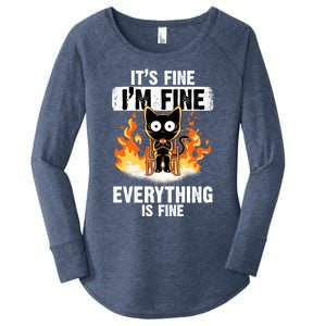 ItS Fine IM Fine Everything Is Fine Black Cat Funny Cat Cool Gift Women's Perfect Tri Tunic Long Sleeve Shirt