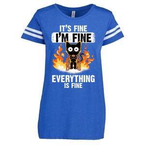 ItS Fine IM Fine Everything Is Fine Black Cat Funny Cat Cool Gift Enza Ladies Jersey Football T-Shirt