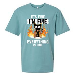 ItS Fine IM Fine Everything Is Fine Black Cat Funny Cat Cool Gift Sueded Cloud Jersey T-Shirt