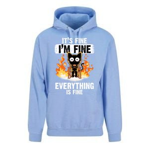 ItS Fine IM Fine Everything Is Fine Black Cat Funny Cat Cool Gift Unisex Surf Hoodie