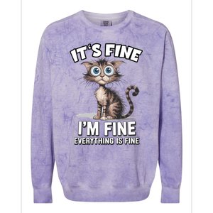 ItS Fine IM Fine Everything Is Fine Funny Cat Meaningful Gift Colorblast Crewneck Sweatshirt