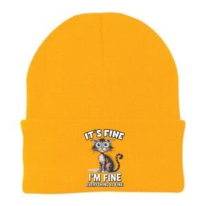 ItS Fine IM Fine Everything Is Fine Funny Cat Meaningful Gift Knit Cap Winter Beanie