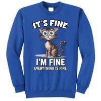 ItS Fine IM Fine Everything Is Fine Funny Cat Meaningful Gift Tall Sweatshirt